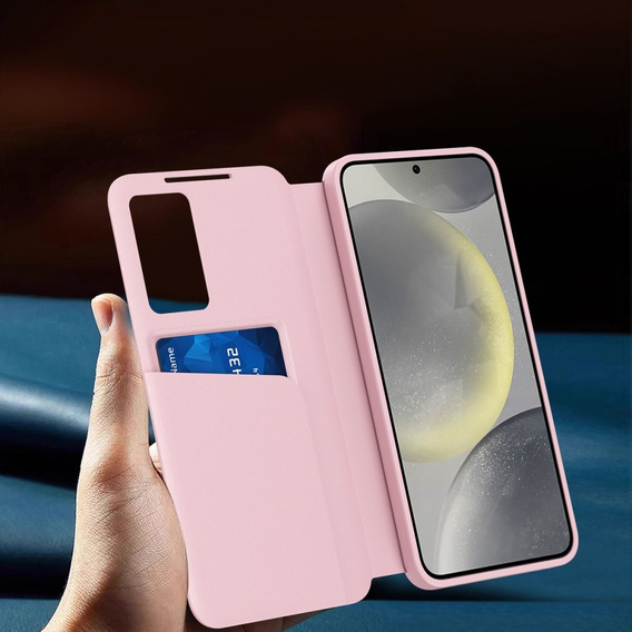 Flipové puzdro pre Samsung Galaxy S25+ Plus, Smart View Wallet, ružové