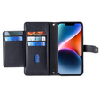 Klapkové puzdro pre iPhone 15 Pro, Wallet Zipper Pocket, čierne