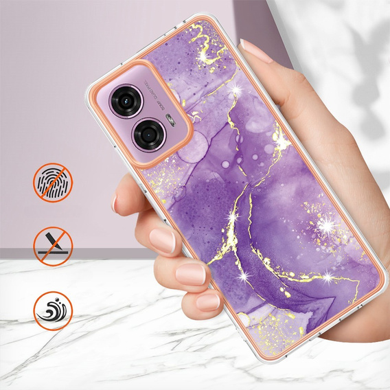 Ochranné puzdro pre Motorola Moto G24 / G24 Power / G04, Marble Slim Case, tmavo fialová