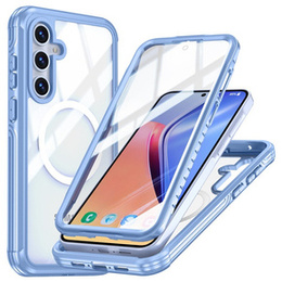 Puzdro pre Samsung Galaxy A55 5G, Shockproof, so sklom, pre MagSafe, modré