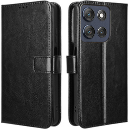 Klapkové puzdro pre Motorola Moto G86 Power 5G, Crazy Horse Wallet, čierne