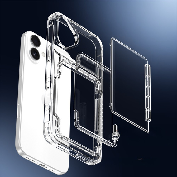 Puzdro pre iPhone 16 Plus, Card Holder Kickstand, transparentné 