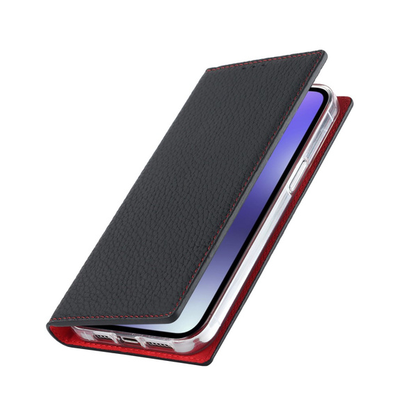 Klapkové puzdro pre iPhone 15, Litchi Skin Grain, čierne