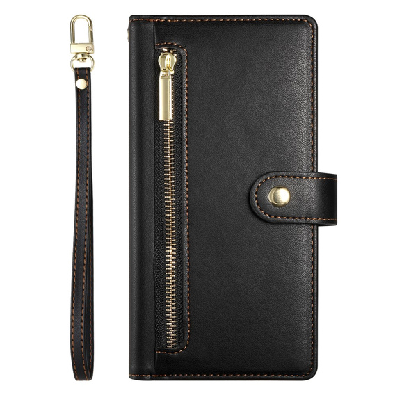 Klapkové puzdro pre Honor Magic 7 Lite, Wallet Zipper Pocket, čierne