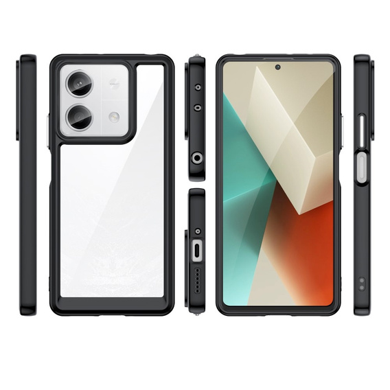 Obal na mobil pre Xiaomi Redmi Note 13 5G, Fusion Hybrid, transparentné / čierne
