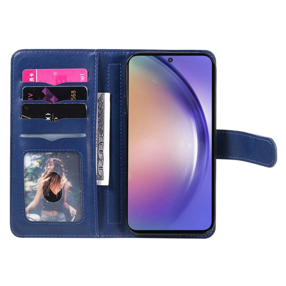 Flipové puzdro pre Samsung Galaxy A55 5G, 10 Card Slots Wallet, modré