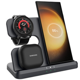 Bezdrôtová indukčná nabíjačka 3 v 1 QI rýchla pre Samsung S25 S24 S23 Galaxy Watch Buds stanica čierna