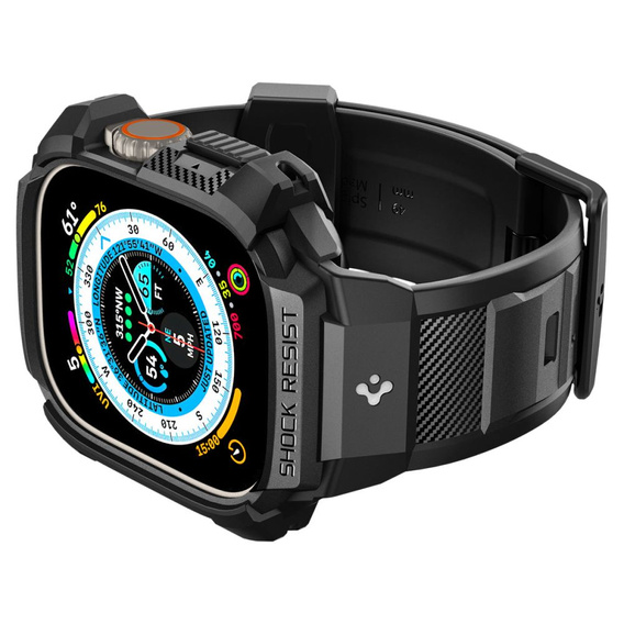 Pasek z etui Spigen do Apple Watch Ultra 49mm, Rugged Armor Pro, Czarny
