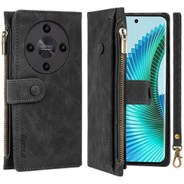 Klapkové puzdro pre Honor Magic 6 Lite 5G, Wallet Zipper Pocket, čierne