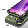 Puzdro pre iPhone 16, pancierované so stojanom a rukoväťou, zelený
