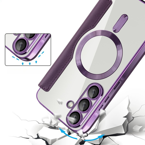 Klapkové puzdro pre Samsung Galaxy A36, RFID Wallet MagSafe CamShield, fialové
