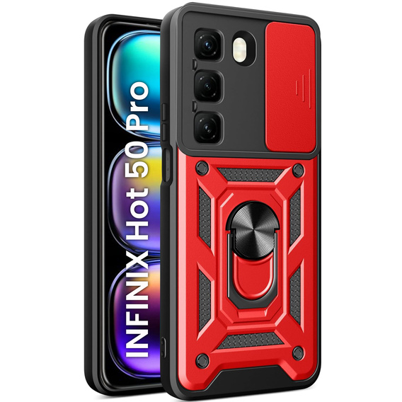 Obal na mobil pre Infinix Hot 50 Pro 4G, CamShield Slide, červené