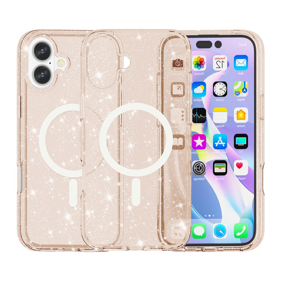 Puzdro pre iPhone 17, pre MagSafe, trblietavé, priesvitné zlaté