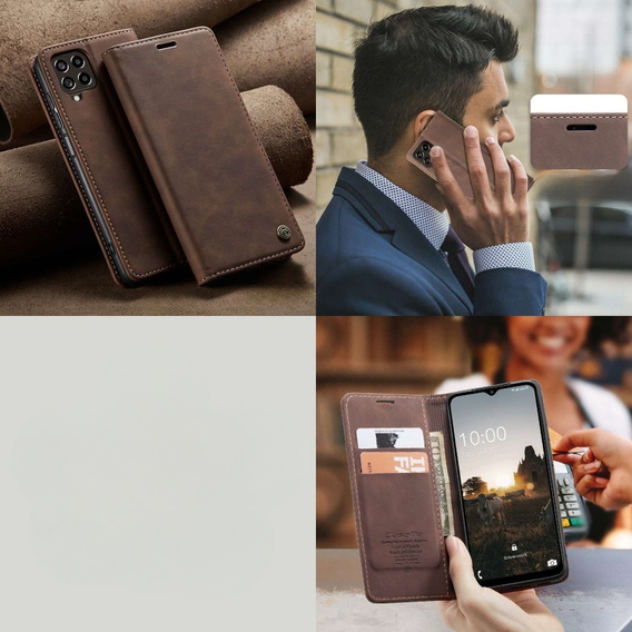 CASEME puzdro pre Samsung Galaxy M33 5G, Leather Wallet Case, hnedé