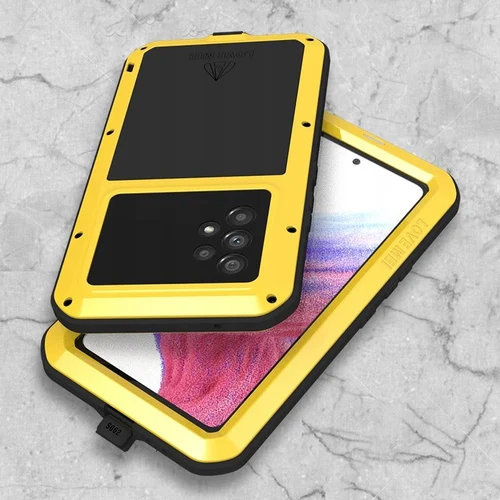 Love Mei Obal na mobil pre Samsung Galaxy A53 5G, armored with glass, žlté