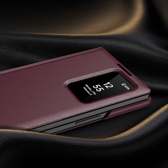 Flipové puzdro pre Samsung Z Fold5 5G, Smart View Wallet, bordové