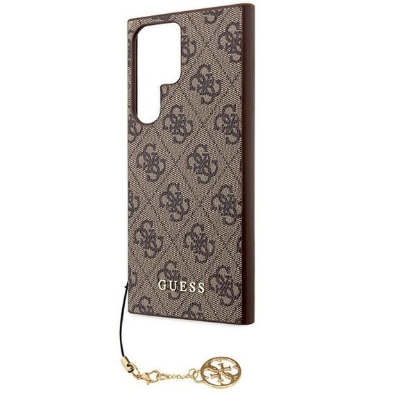 GUESS Obal na mobil pre Samsung Galaxy S24 Ultra, 4G Charms Collection Hardcase, hnedé