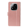Puzdro s chlopňou pre Xiaomi Redmi Note 14 Pro 5G / Xiaomi Redmi Note 14 Pro+ 5G / Xiaomi Poco X7 5G, Rhombus Crossbody Leather, ružové rose gold
