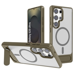 Puzdro pre Samsung Galaxy S25 Ultra, Kickstand Matt Case, pre MagSafe, sivé