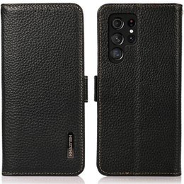 KHAZNEH RFID puzdro pre Samsung Galaxy S24 Ultra, Litchi Texture, čierne