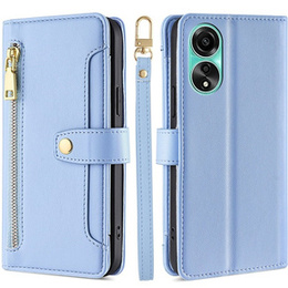 Klapkové puzdro pre Oppo A78 4G, Wallet Zipper Pocket, modré