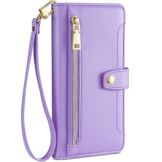 Klapkové puzdro pre Motorola Moto G73 5G, Wallet Zipper Pocket, fialové