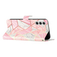 Klapkové puzdro pre Samsung Galaxy A25 5G, Wallet Marble, ružové + 9H sklo