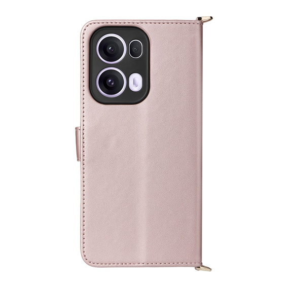 Puzdro s chlopňou pre Oppo Reno 13 Pro 5G, Crossbody Leather Wallet, ružové