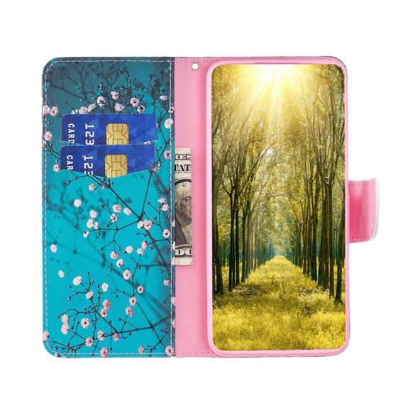 Klapkové puzdro pre Motorola Moto G84 5G, Wallet, sakura, modré