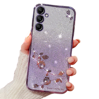 Puzdro pre Samsung Galaxy A55 5G, Glitter Flower, ružové rose gold