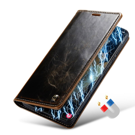 CASEME flipové puzdro pre Samsung Galaxy S21 Ultra 5G, Waxy Textured, káva