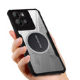 Puzdro pre Motorola Moto G15 / Motorola Moto G15 Power, s magnetickým štítkom, transparentné / čierne