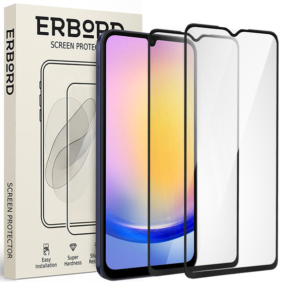 2x tvrdené sklo pre Samsung Galaxy A25 5G, ERBORD 3D pre celý displej