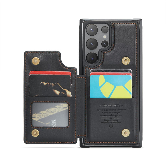 CASEME flipové puzdro pre Samsung Galaxy S25 Ultra, Litchi Wallet, čierne