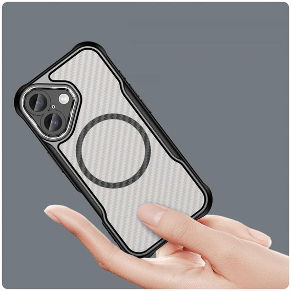 Puzdro pre iPhone 16, Fusion Hybrid Carbon, pre MagSafe, čierne