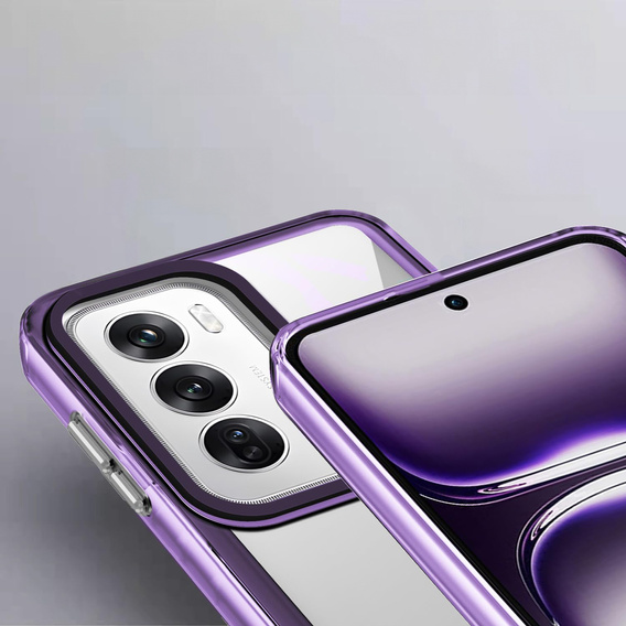 Obal na mobil pre Oppo Reno 12 Pro, Fusion Hybrid, transparentné / fialové