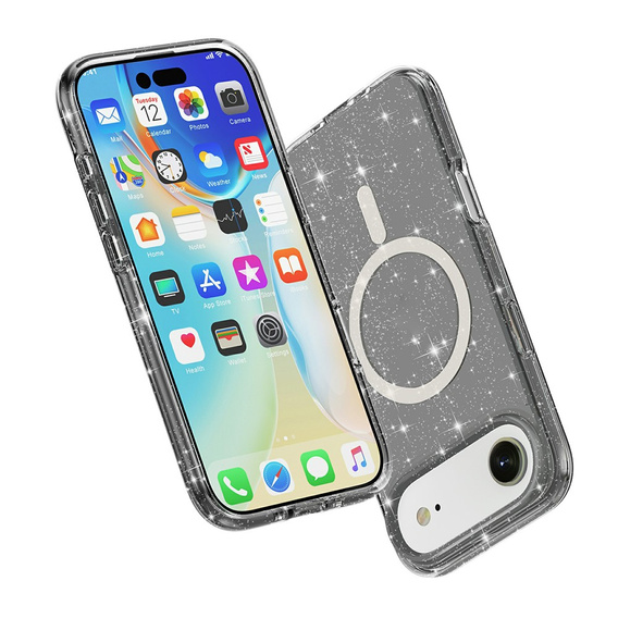 Puzdro pre iPhone Air, pre MagSafe, trblietavé, priesvitné čierne