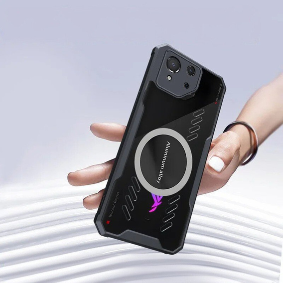 Puzdro pre ASUS ROG Phone 8 Pro, s magnetickým štítkom, transparentné / čierne