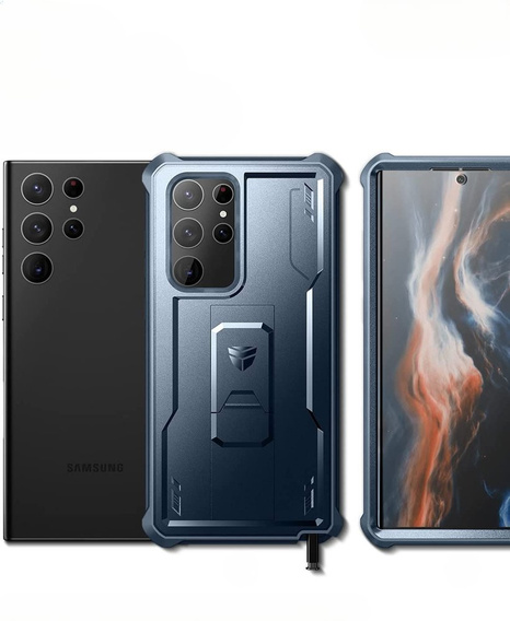Obrnené puzdro pre Samsung Galaxy S22 Ultra, Dexnor Full Body, tmavomodré