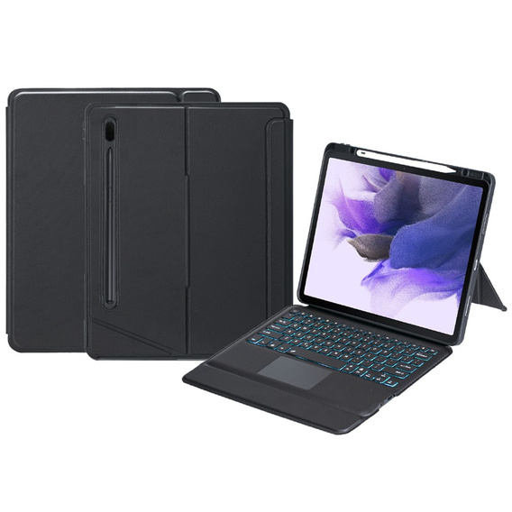Puzdro s podsvietenou bluetooth klávesnicou pre Samsung Galaxy S9+ / S9 FE+ / S10+ Plus, čierne