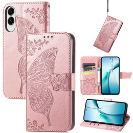Klapkové puzdro pre Samsung Galaxy S25 Edge, Butterfly, ružové rose gold