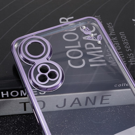 Puzdro pre Oppo Reno8 T 4G, Glitter Flower, fialové