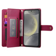 Klapkové puzdro pre Samsung Galaxy S25, Wallet Zipper Pocket, červené
