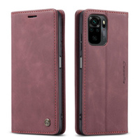 CASEME puzdro pre Xiaomi Redmi Note 10 / 10S, Leather Wallet Case, bordové