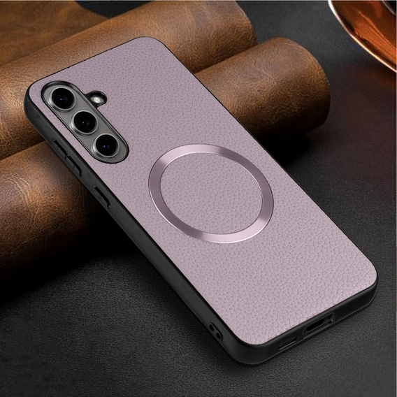 Obal na mobil pre Samsung Galaxy S24 FE, Leather Hybrid MagSafe, fialové