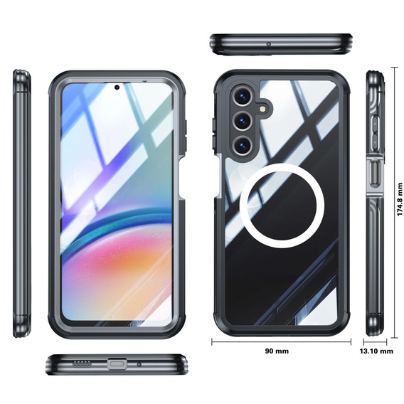 Puzdro pre Samsung Galaxy A16, Shockproof, so sklom, pre MagSafe, čierne