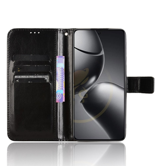 Klapkové puzdro pre Xiaomi 14T Pro, Crazy Horse Wallet, čierne