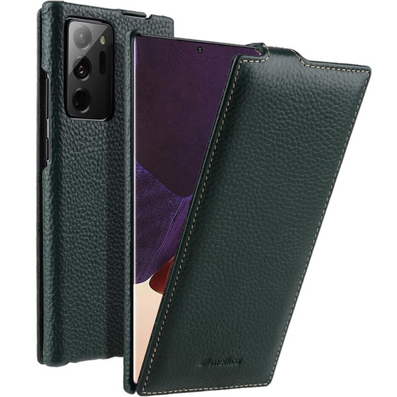 MELKCO flipové puzdro pre Samsung Galaxy Note 20 Ultra, kožené, flipové, tmavozelené