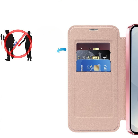Klapkové puzdro pre Samsung Galaxy S25, RFID Wallet MagSafe CamShield, ružové