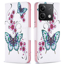 Klapkové puzdro pre Xiaomi Redmi Note 13 5G, Wallet, Butterflies & Flowers biele